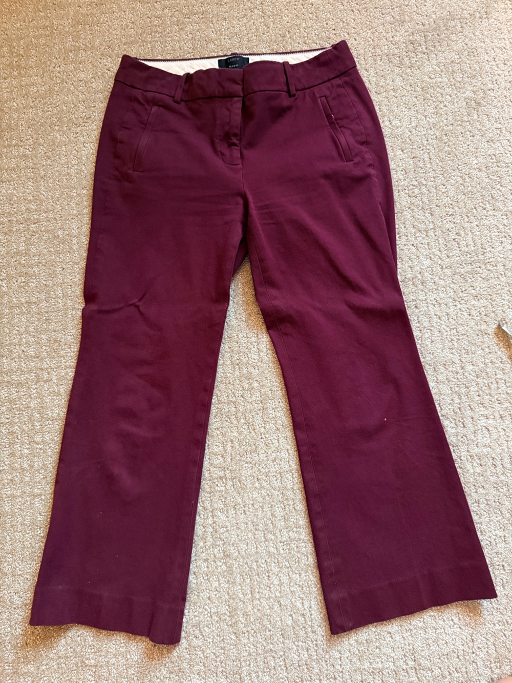 J. Crew Burgundy “Teddie” Cropped Pants, Size 2